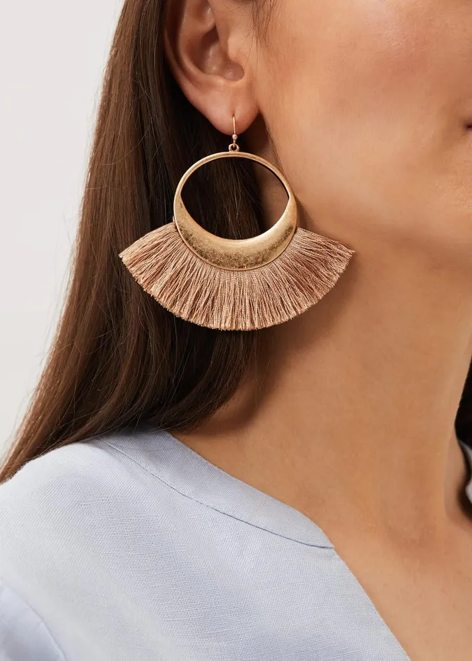 Women Phase Eight Jewellery Fan Detail Drop Earring Gold