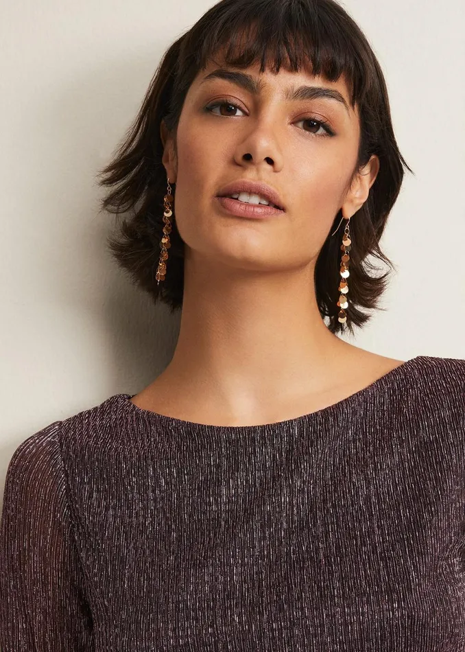 Women Phase Eight Jewellery Gold Cluster Drop Earrings Gold