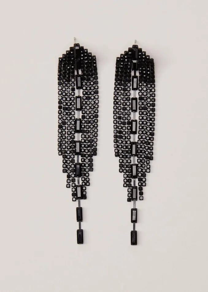 Women Phase Eight Jewellery Graduated Stone Drop Earrings Black