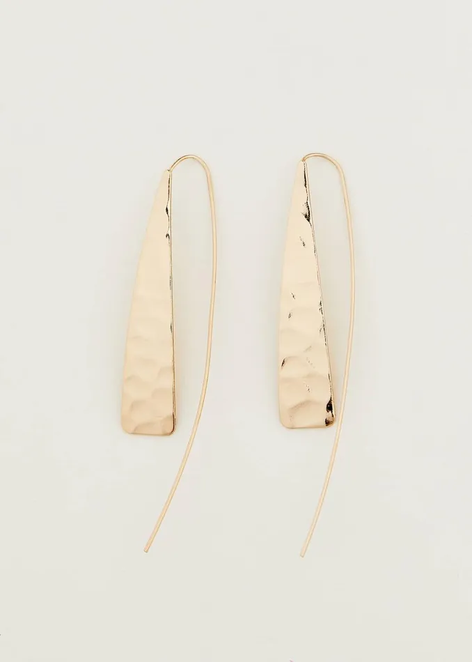 Women Phase Eight Jewellery Hammered Pull Through Drop Earring Gold