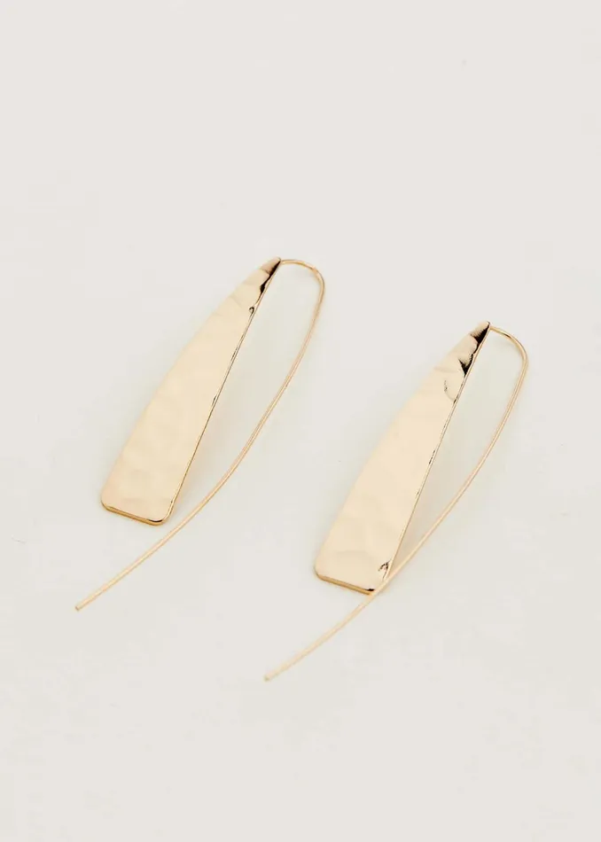 Women Phase Eight Jewellery Hammered Pull Through Drop Earring Gold