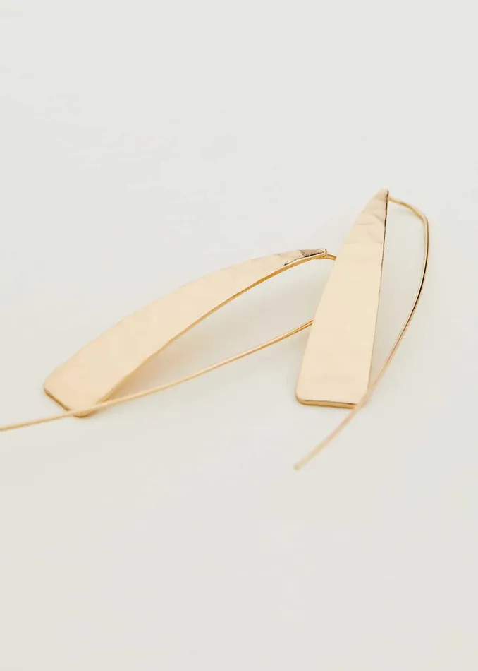 Women Phase Eight Jewellery Hammered Pull Through Drop Earring Gold