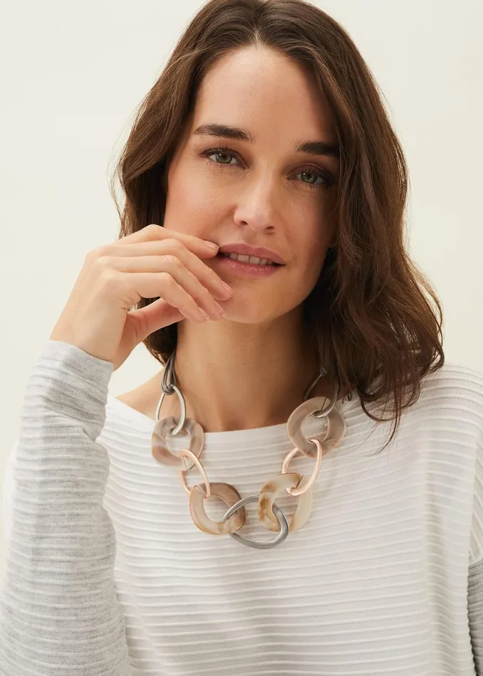 Women Phase Eight Jewellery Jily Resin Hoop Necklace Pinksilver