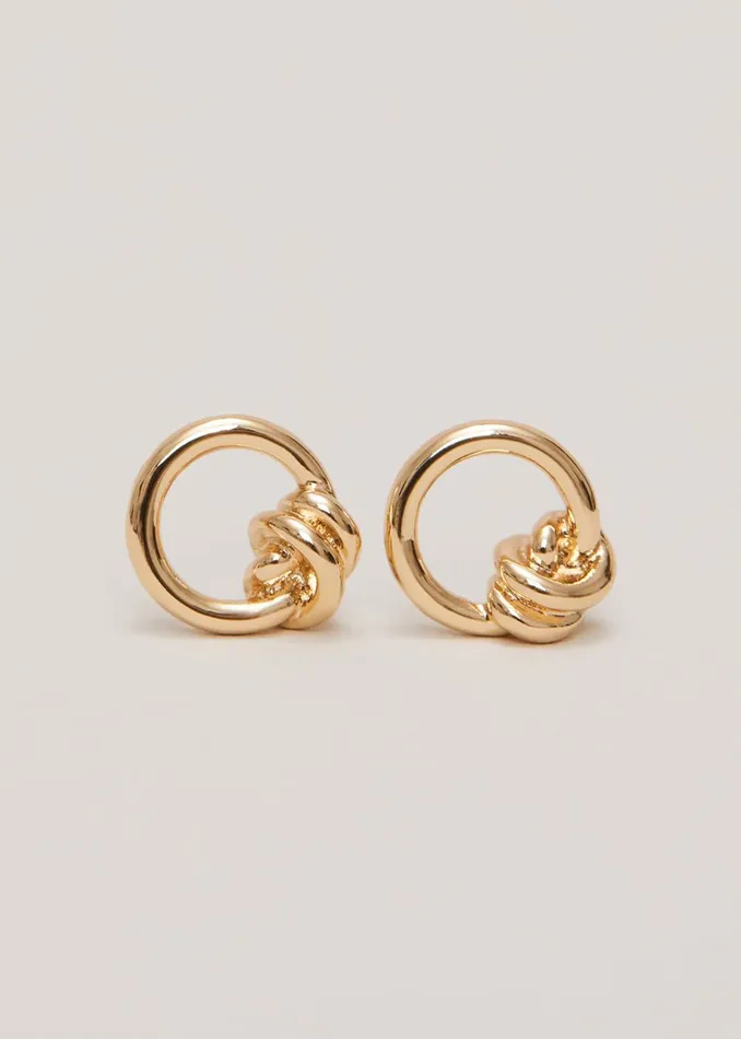 Women Phase Eight Jewellery Knot Stud Earrings Gold