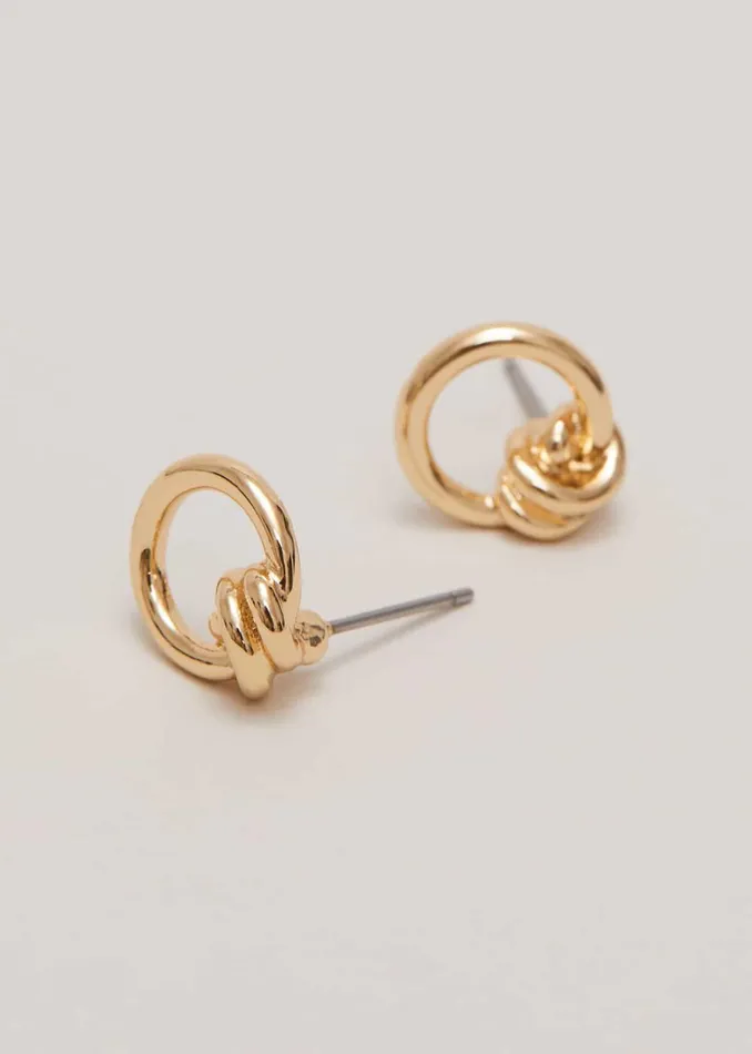 Women Phase Eight Jewellery Knot Stud Earrings Gold
