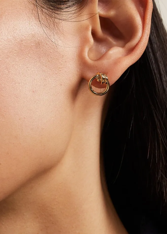 Women Phase Eight Jewellery Knot Stud Earrings Gold