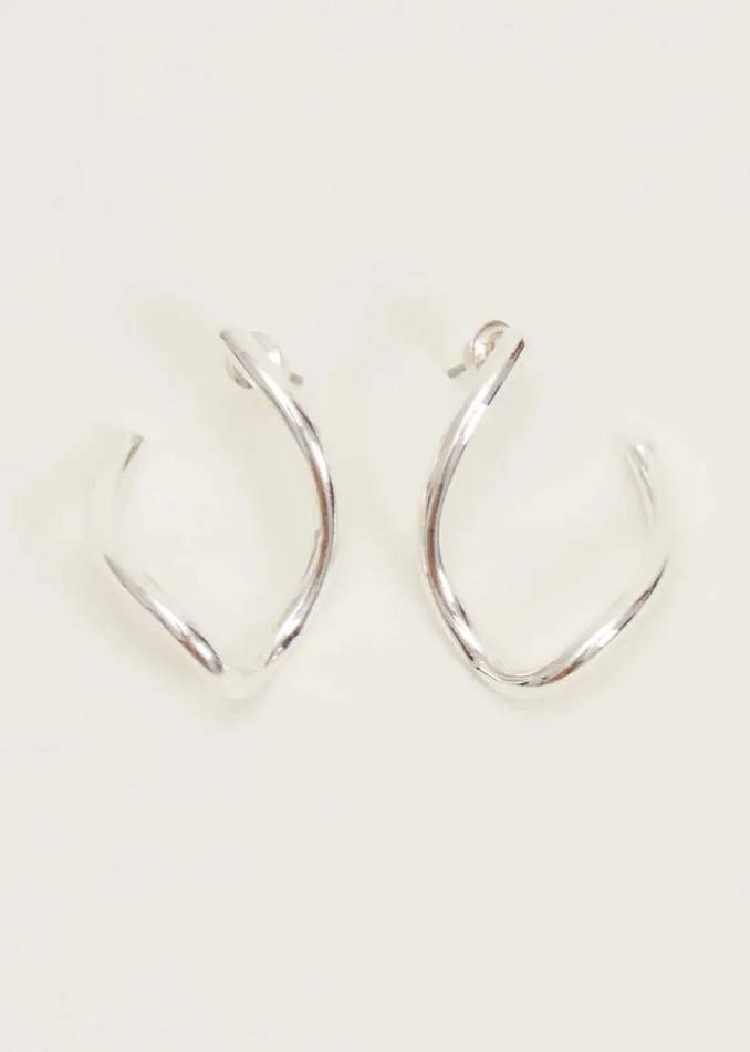 Women Phase Eight Jewellery Large Silver Twist Drop Earrings Silver