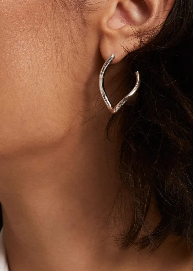 Women Phase Eight Jewellery Large Silver Twist Drop Earrings Silver