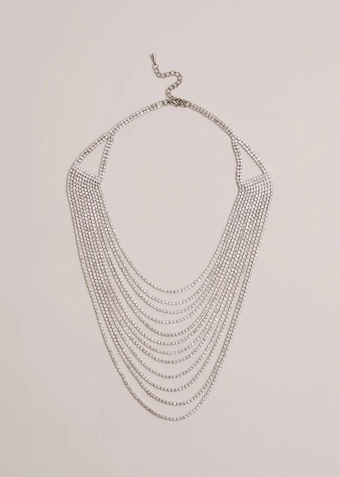 Women Phase Eight Jewellery Layered Stone Necklace Silver