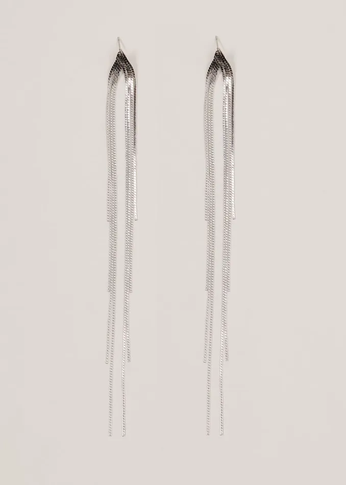 Women Phase Eight Jewellery Long Chain Earrings Silver
