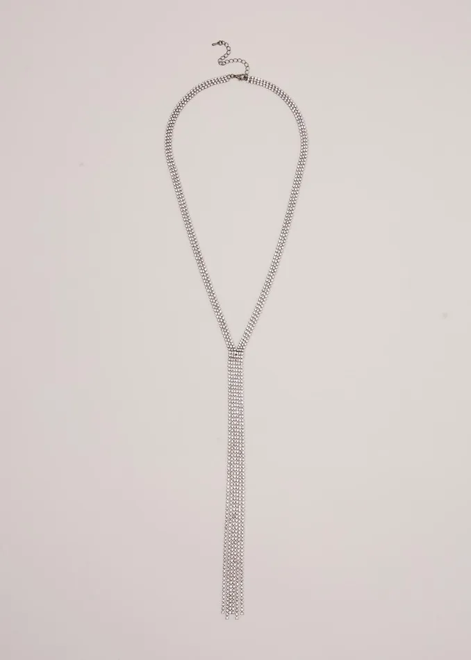 Women Phase Eight Jewellery Long Sparkle Lariat Necklace Gunmetal