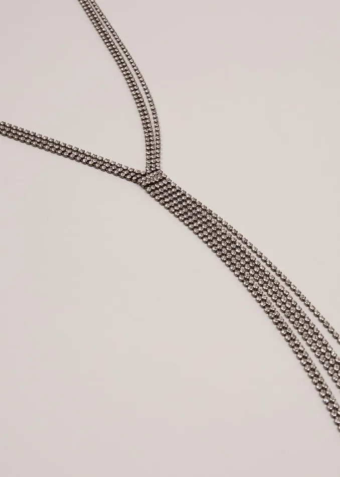 Women Phase Eight Jewellery Long Sparkle Lariat Necklace Gunmetal