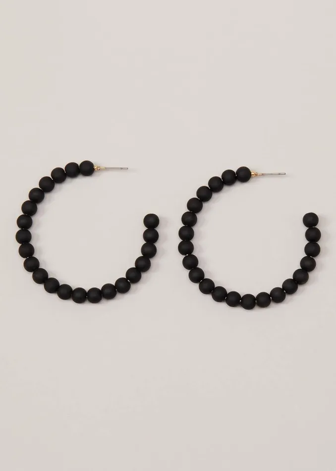 Women Phase Eight Jewellery Matte Bead Hoop Earrings Black