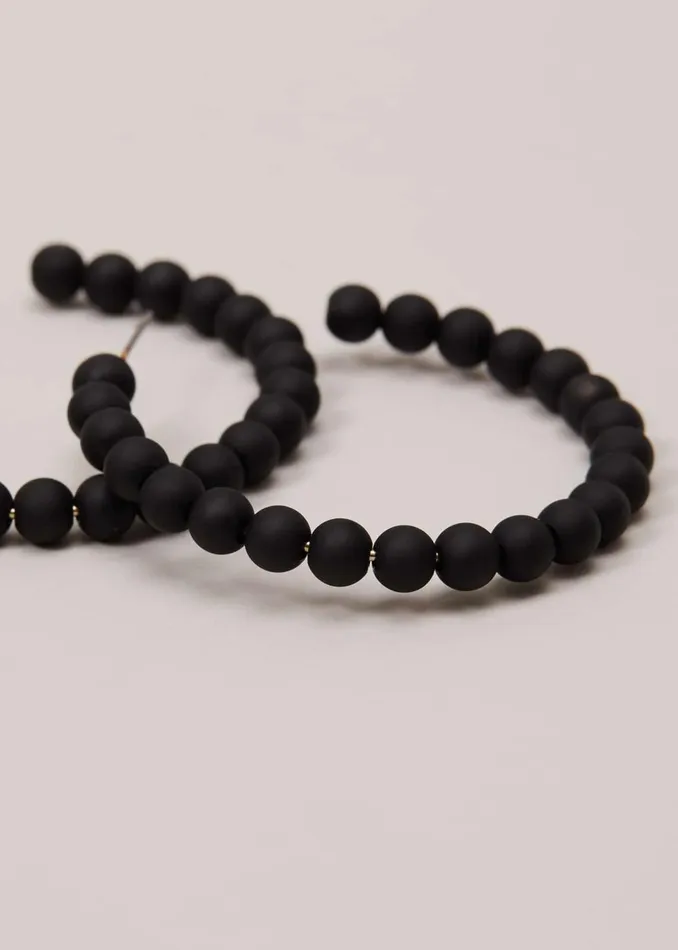 Women Phase Eight Jewellery Matte Bead Hoop Earrings Black