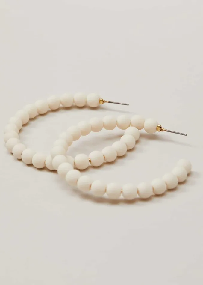 Women Phase Eight Jewellery Matte Bead Hoop Earrings Ivory