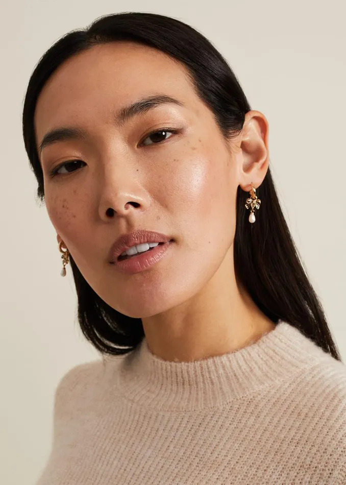 Women Phase Eight Jewellery Mini Bow Hoop Drops Blackmulti