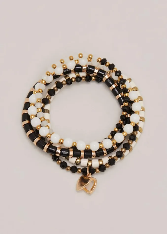 Women Phase Eight Jewellery Mono Beaded Stacking Set Blackivory