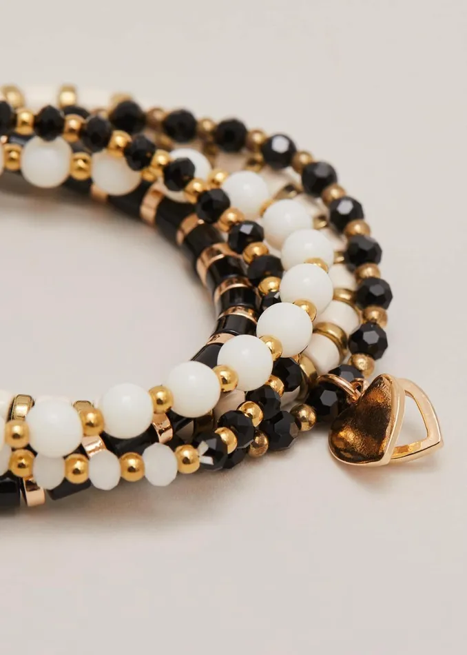 Women Phase Eight Jewellery Mono Beaded Stacking Set Blackivory