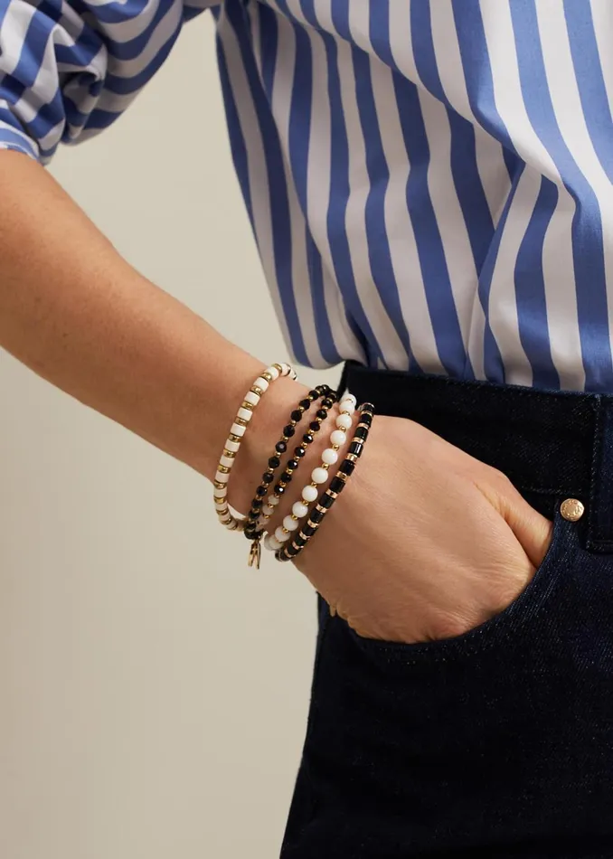 Women Phase Eight Jewellery Mono Beaded Stacking Set Blackivory