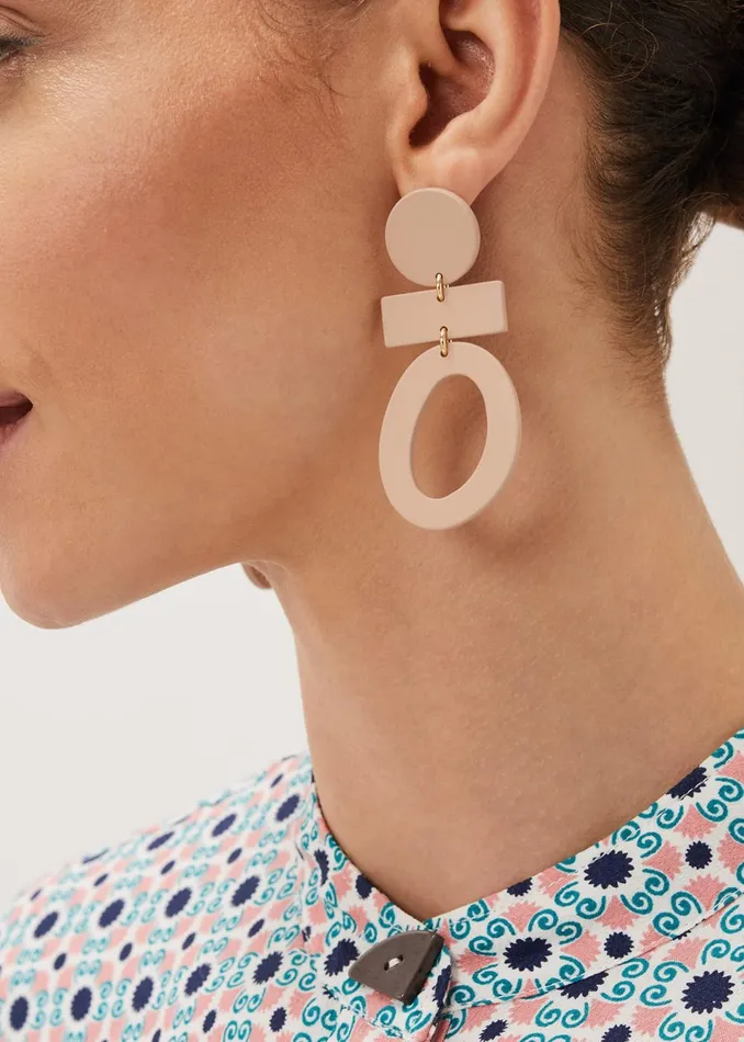 Women Phase Eight Jewellery Painted Abstract Drop Earring Putty