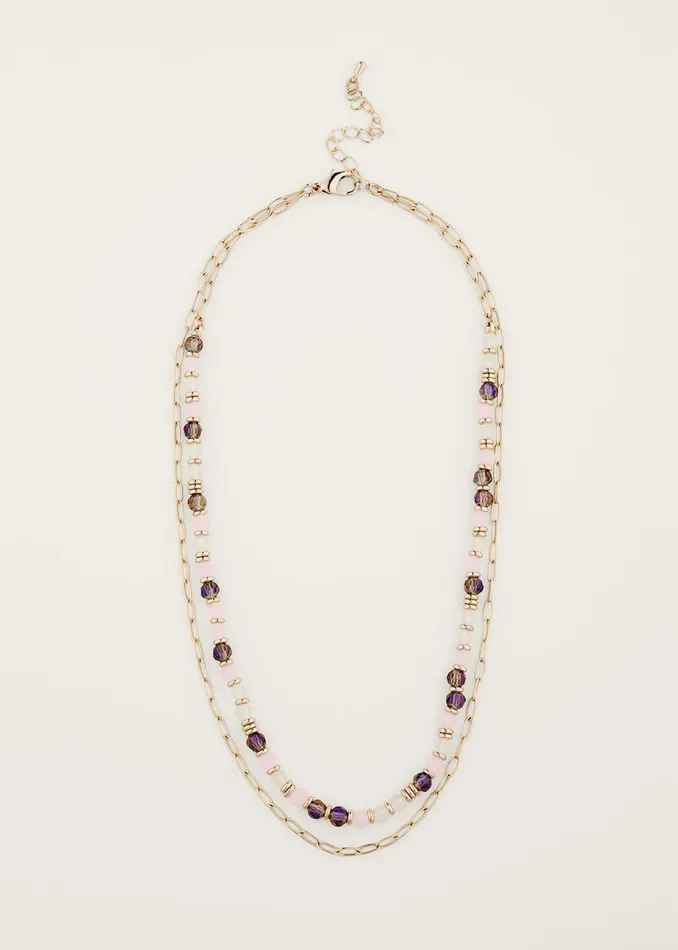 Women Phase Eight Jewellery Pastel Bead Layered Necklace Gold