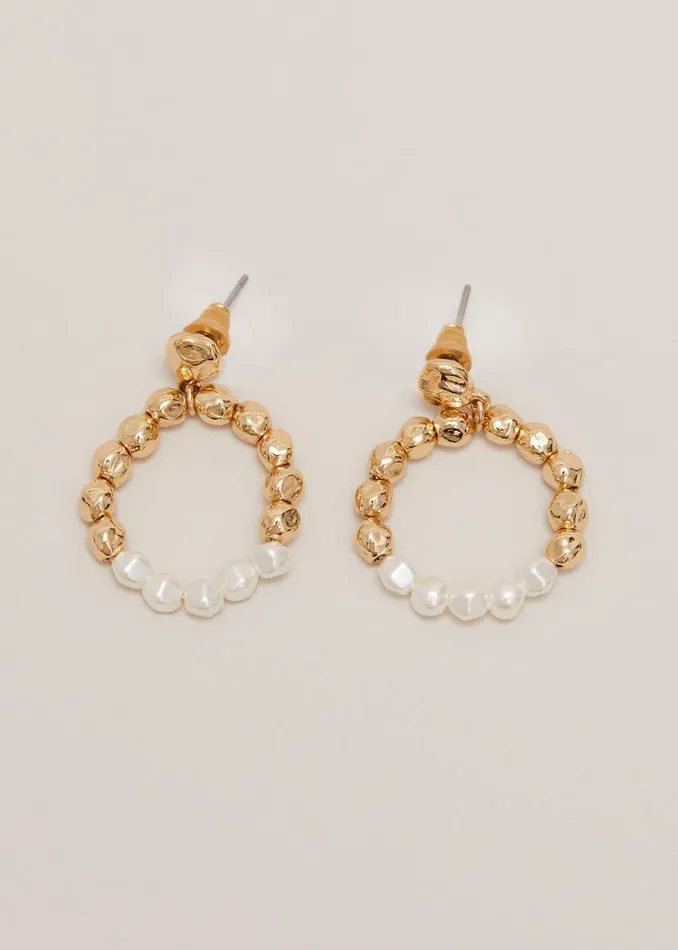 Women Phase Eight Jewellery Pearl Hoops Gold