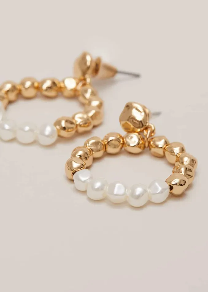 Women Phase Eight Jewellery Pearl Hoops Gold