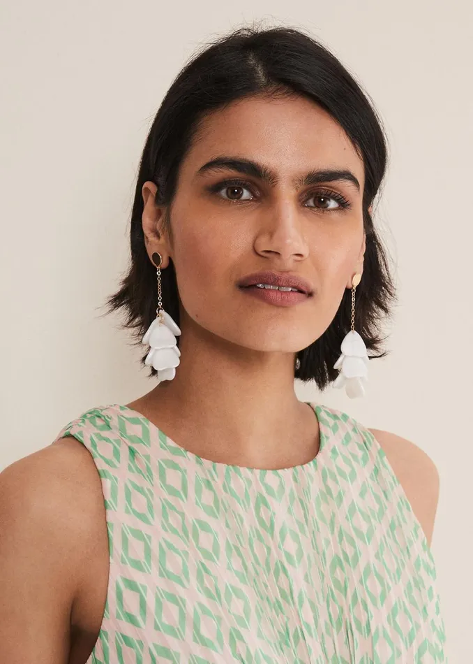 Women Phase Eight Jewellery Petal Drop Earrings Ivory