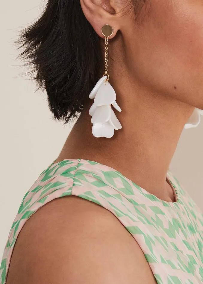 Women Phase Eight Jewellery Petal Drop Earrings Ivory