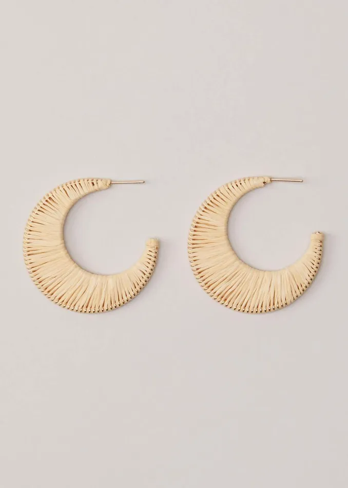 Women Phase Eight Jewellery Raffia Hoop Earrings Ivory