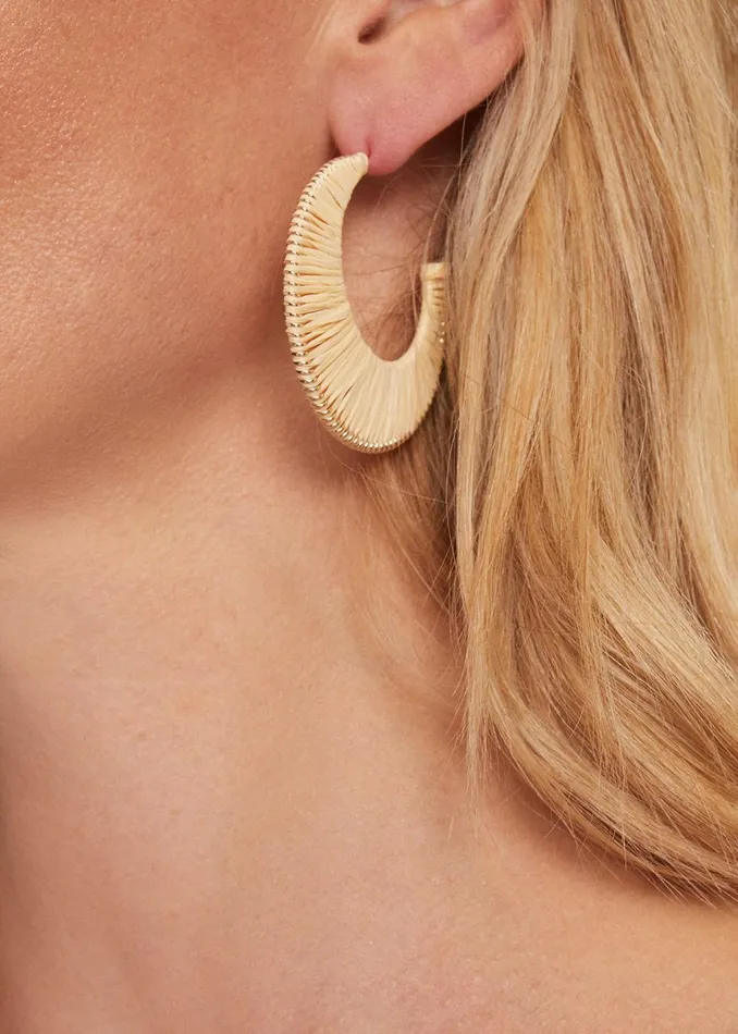 Women Phase Eight Jewellery Raffia Hoop Earrings Ivory