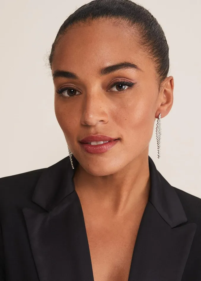 Women Phase Eight Jewellery Silver Graduated Stone Drop Earrings Silver