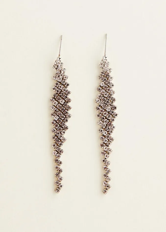 Women Phase Eight Jewellery Silver Graduated Stone Drop Earrings Silver