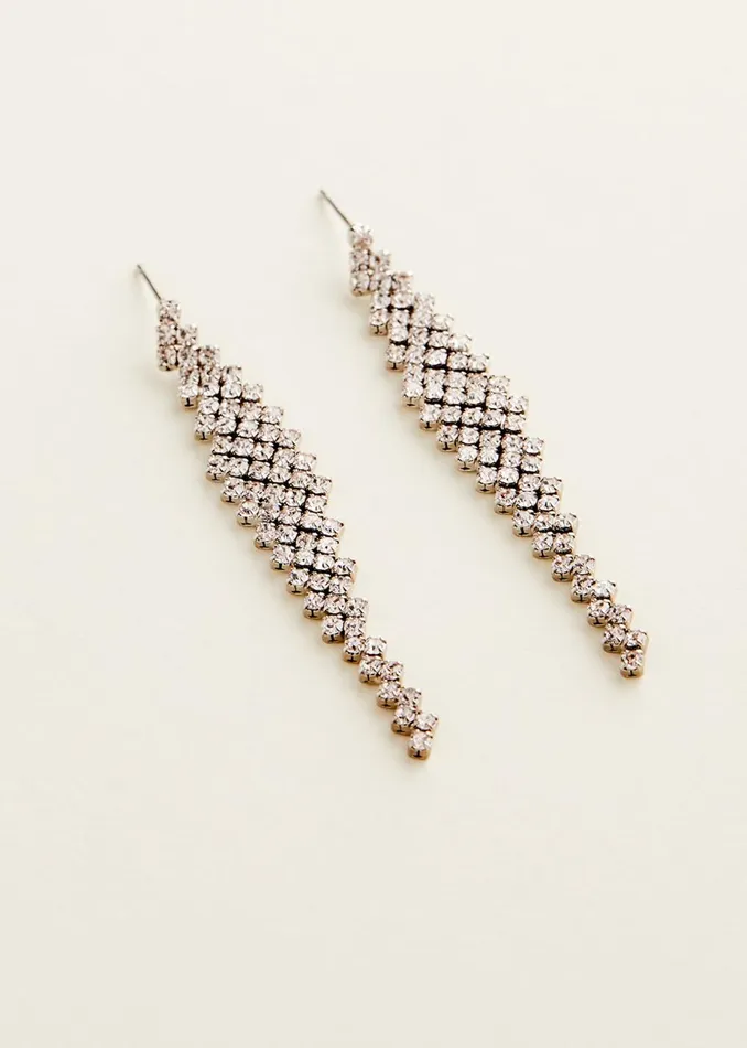 Women Phase Eight Jewellery Silver Graduated Stone Drop Earrings Silver