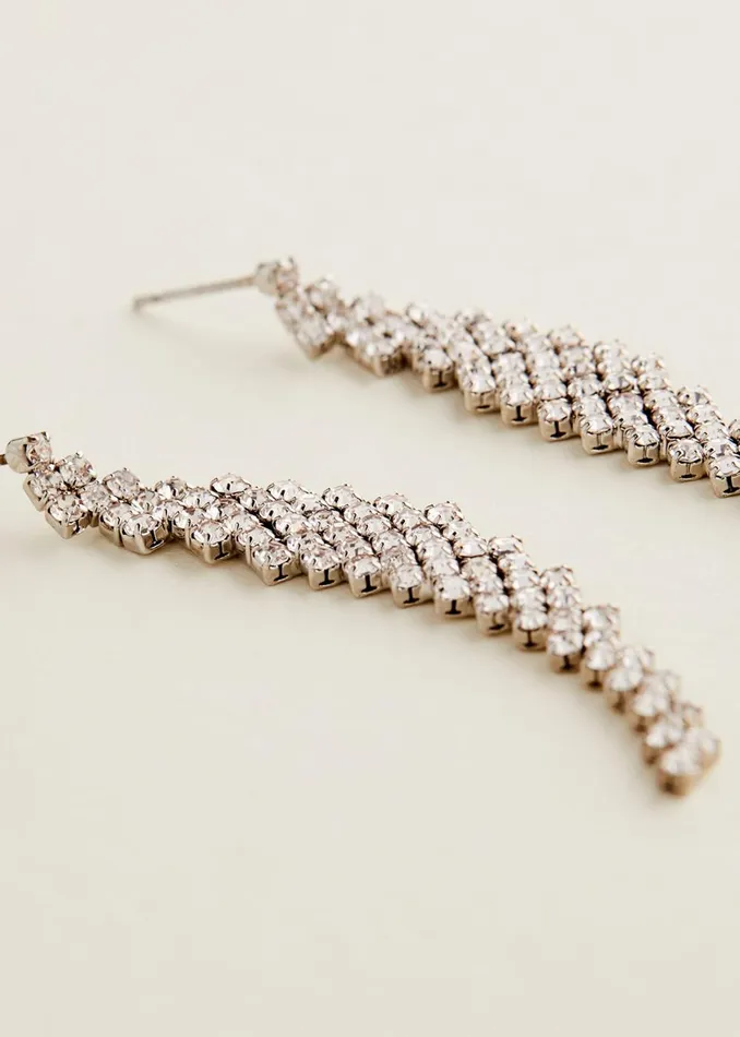 Women Phase Eight Jewellery Silver Graduated Stone Drop Earrings Silver