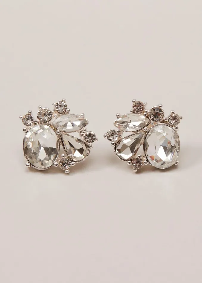 Women Phase Eight Jewellery Silver Plated Stud Earrings Silver