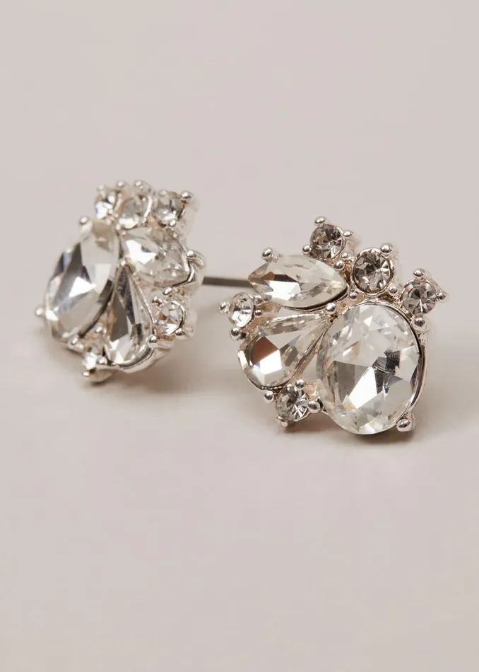 Women Phase Eight Jewellery Silver Plated Stud Earrings Silver