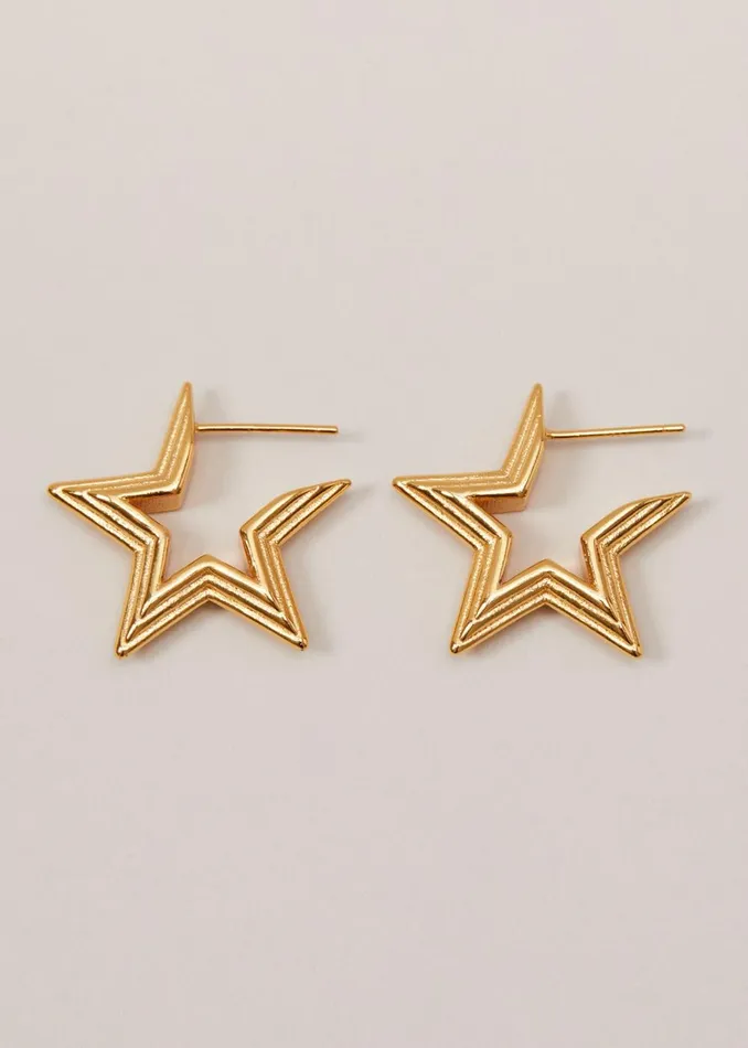 Women Phase Eight Jewellery Star Hoop Earrings Gold