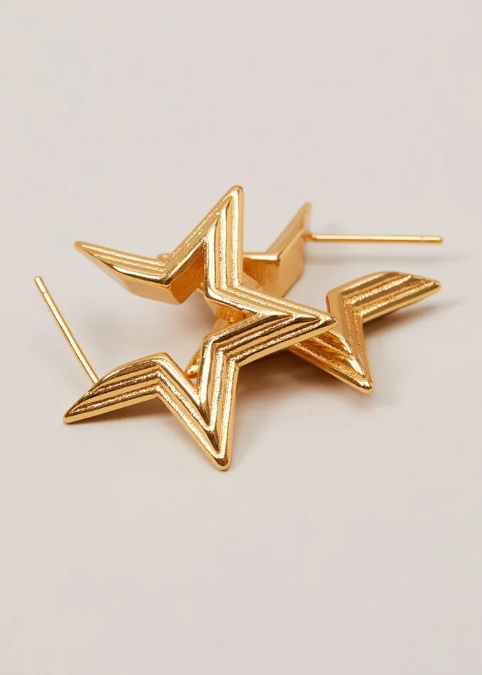 Women Phase Eight Jewellery Star Hoop Earrings Gold