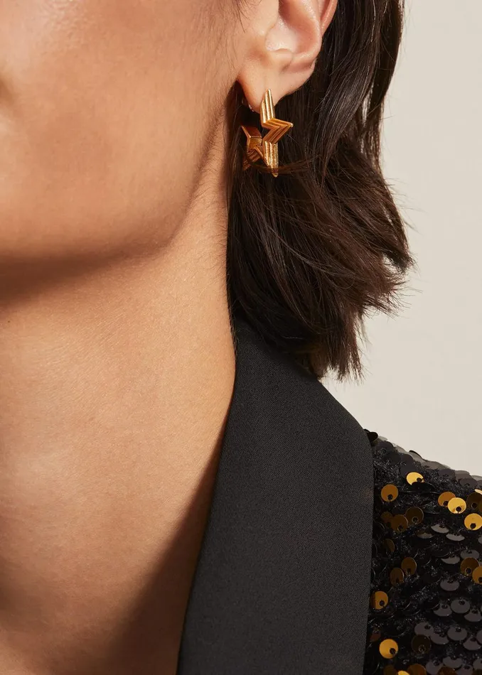 Women Phase Eight Jewellery Star Hoop Earrings Gold
