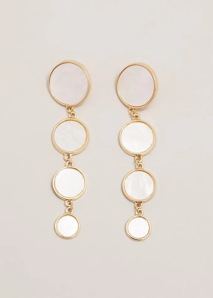 Women Phase Eight Jewellery Statement Circle Pearl Drop Earrings Cream