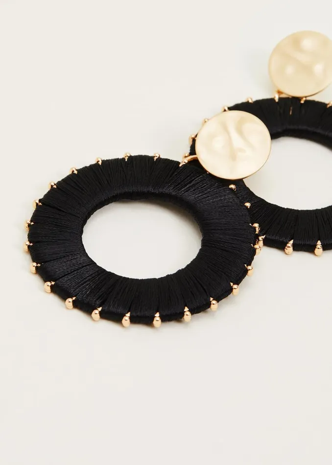 Women Phase Eight Jewellery Threaded Circle Drop Earrings Black