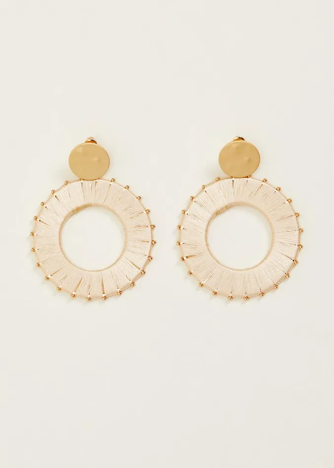 Women Phase Eight Jewellery Threaded Circle Drop Earrings Ivory