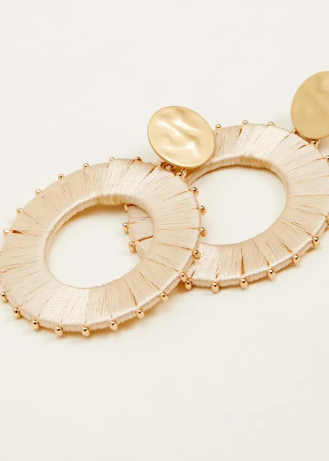 Women Phase Eight Jewellery Threaded Circle Drop Earrings Ivory
