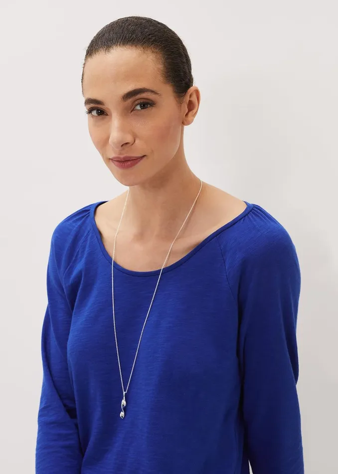 Women Phase Eight Jewellery Twist Pendant Long Necklace Silver