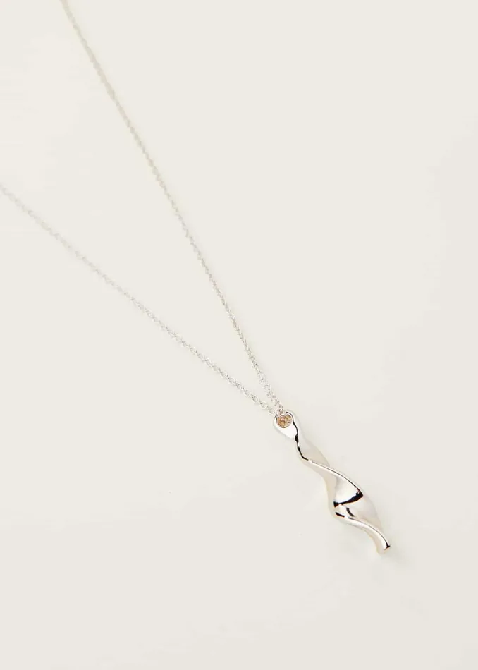 Women Phase Eight Jewellery Twist Pendant Long Necklace Silver