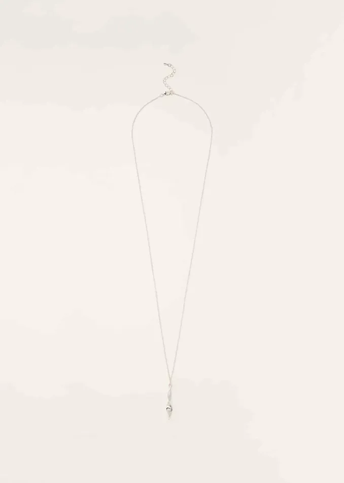 Women Phase Eight Jewellery Twist Pendant Long Necklace Silver