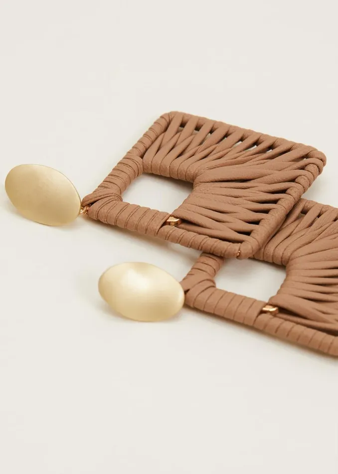 Women Phase Eight Jewellery Woven Square Drop Earrings Putty