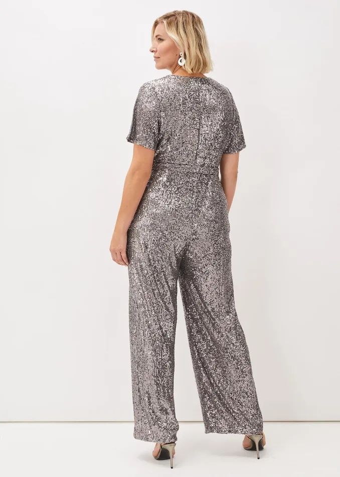Women Phase Eight Jumpsuits Allesandra Sequin Jumpsuit Pewter