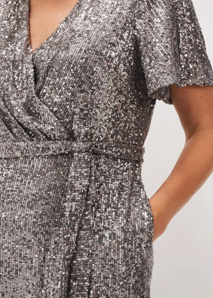 Women Phase Eight Jumpsuits Allesandra Sequin Jumpsuit Pewter